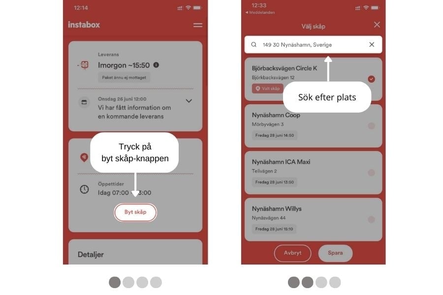 Ändra destination på ditt paket