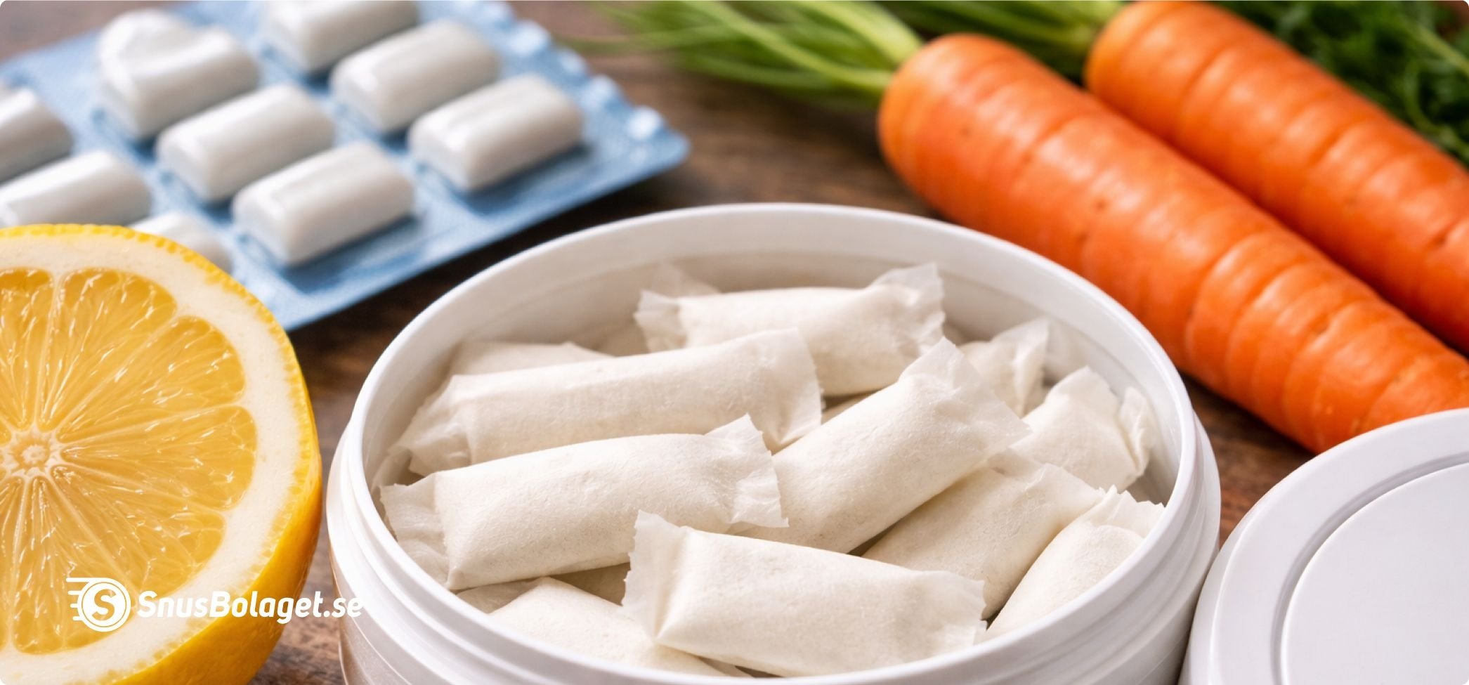 Vitt snus med citroner och morötter som naturliga e-ämnen