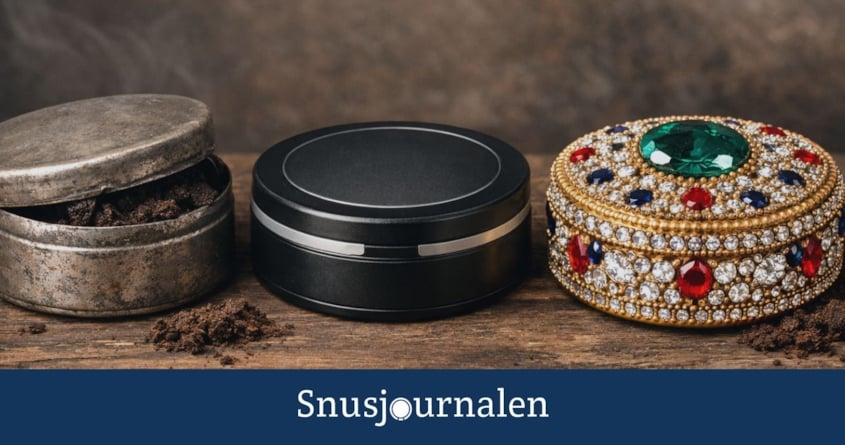 Snusdosor genom tiderna, metall, plast och ädelstenar