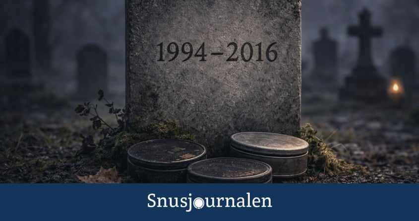 Bild på en kyrkogård och gravsten med gamla snusdosor. Snussorterna vi minns