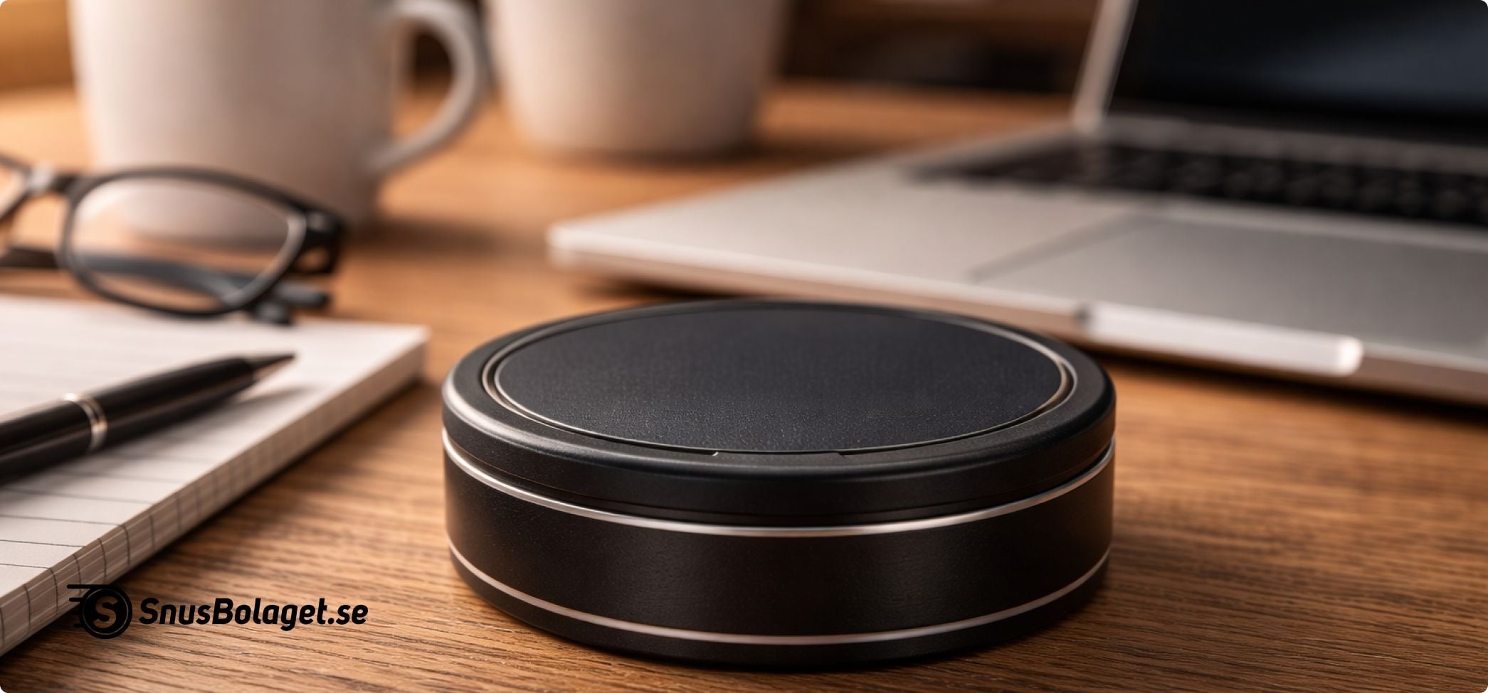 Snusdosa på ett bord i rumstemperatur