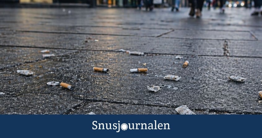Fimpar och snus prillor nedskräpning på marken