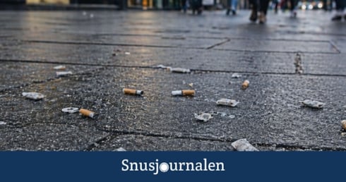 Fimpar och snus prillor nedskräpning på marken