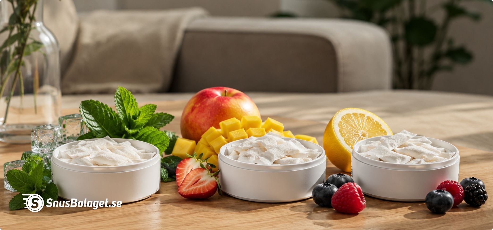 Olika smaker på vitt snus 