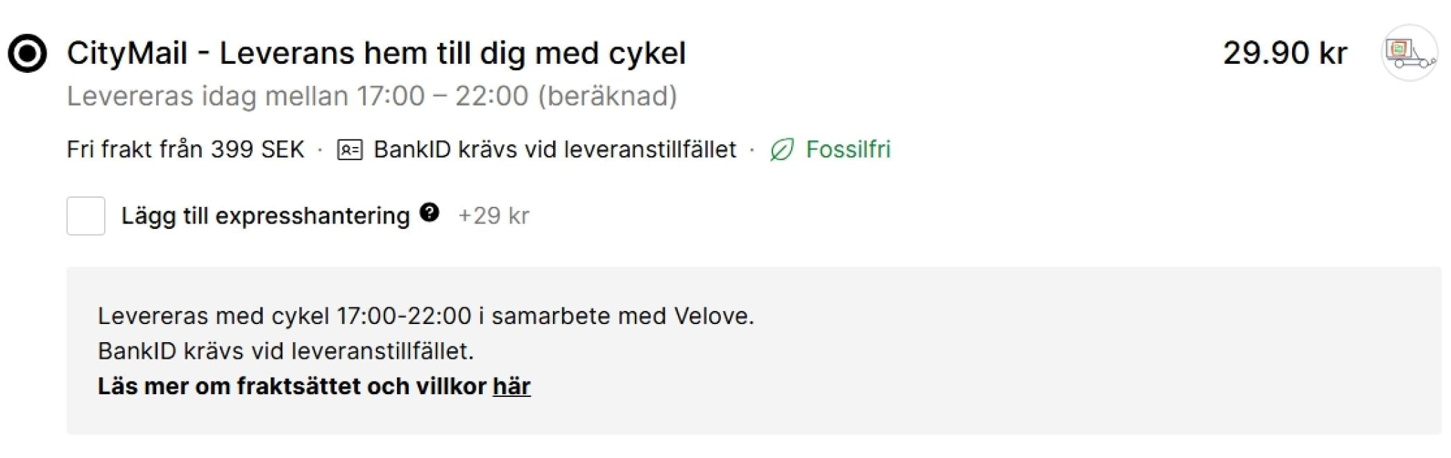 Guide på hur man beställer en cykelleverans på Snusbolaget