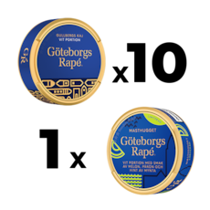 10 Göteborgs Rapé Gullbergs Kaj White Portionssnus + 1 Göteborgs Rapé Masthugget Mixpack