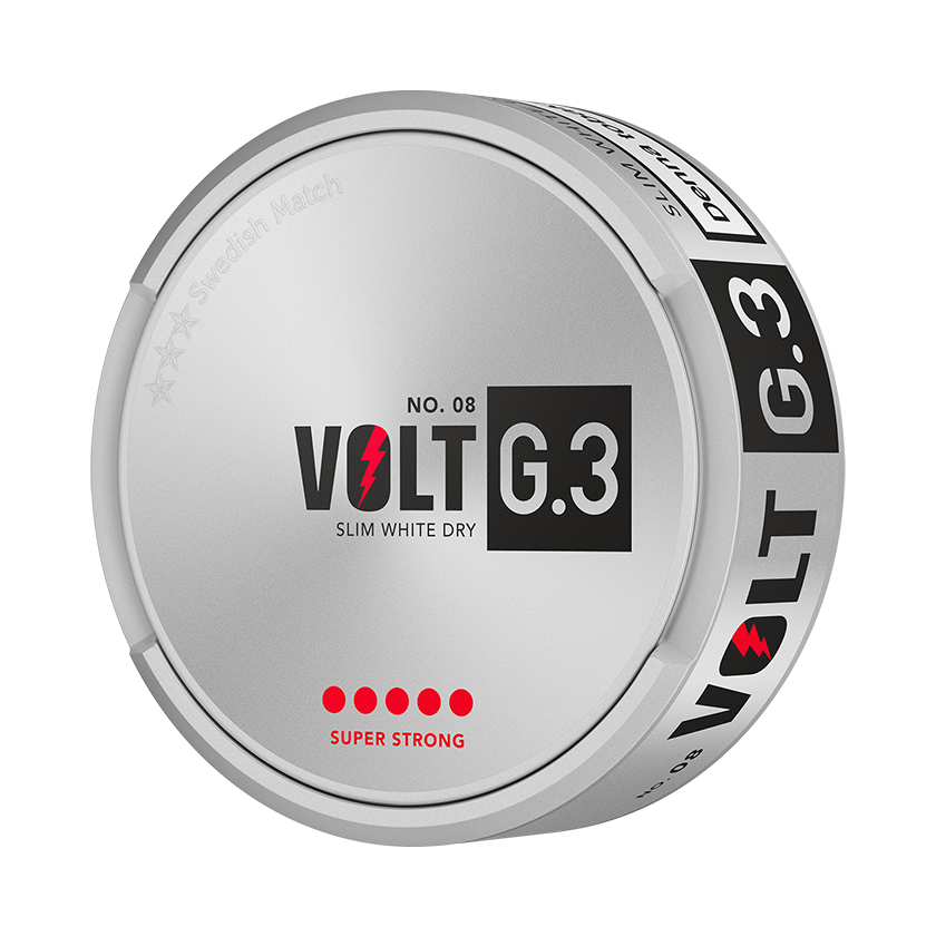 G 3 G.3 No.08 VOLT Slim White Dry Super Strong Extra Strong - portionssnus