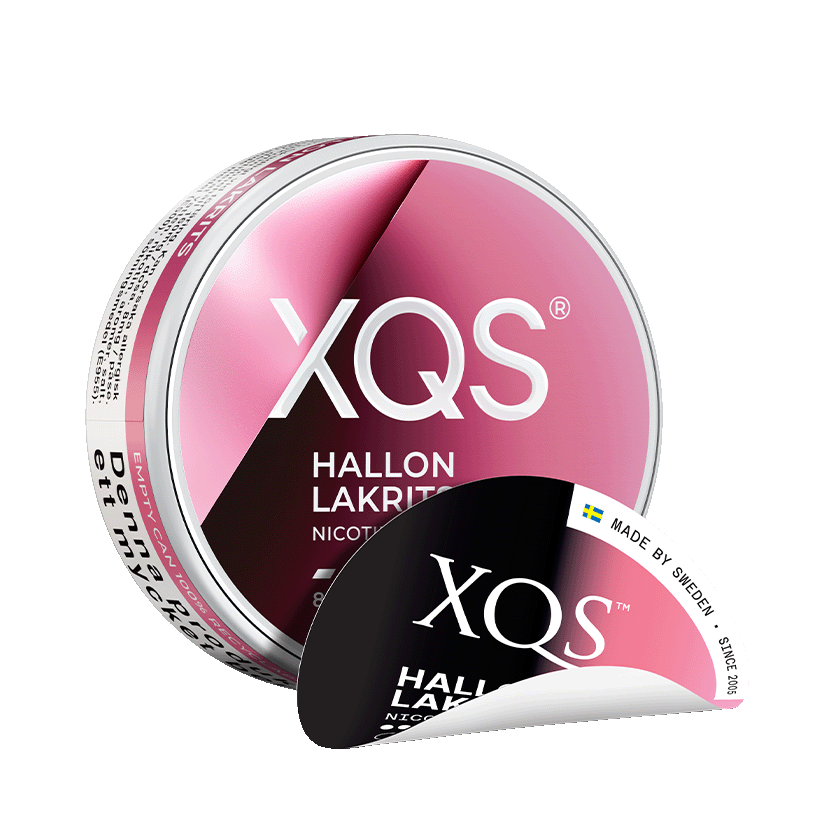 XQS XQS Hallon Lakrits Slim Strong Normal – nikotinpåsar