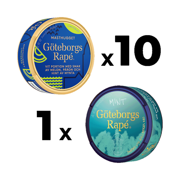 10 Göteborgs Rapé Masthugget + 1 Göteborgs Rapé Mint