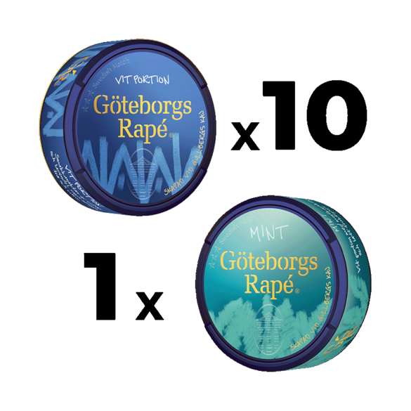 10 Göteborgs Rapé Vit Portion + 1 Göteborgs Rapé Mint